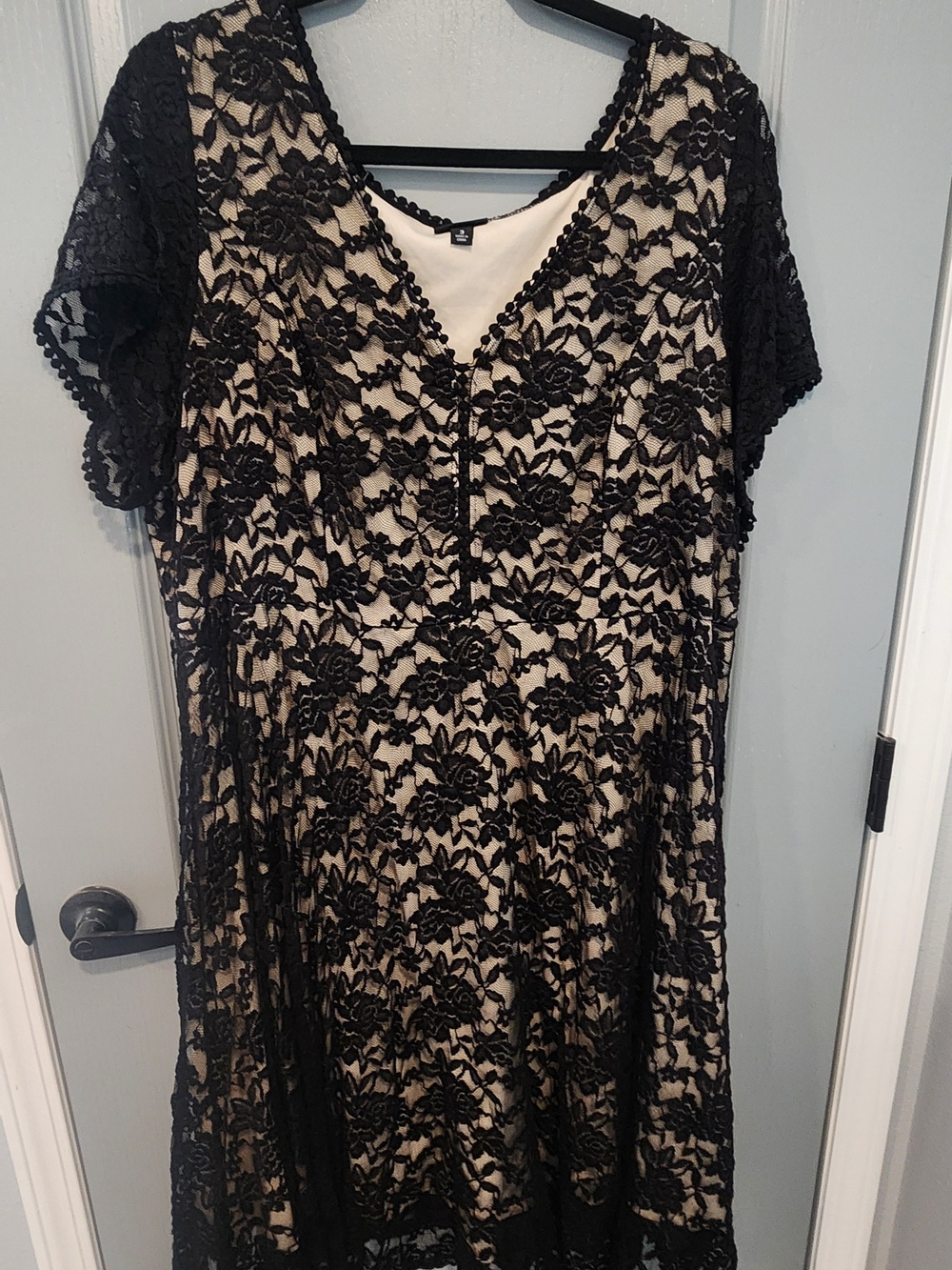 Torrid Black Lace Overlay Midi Dress with Cream Lining